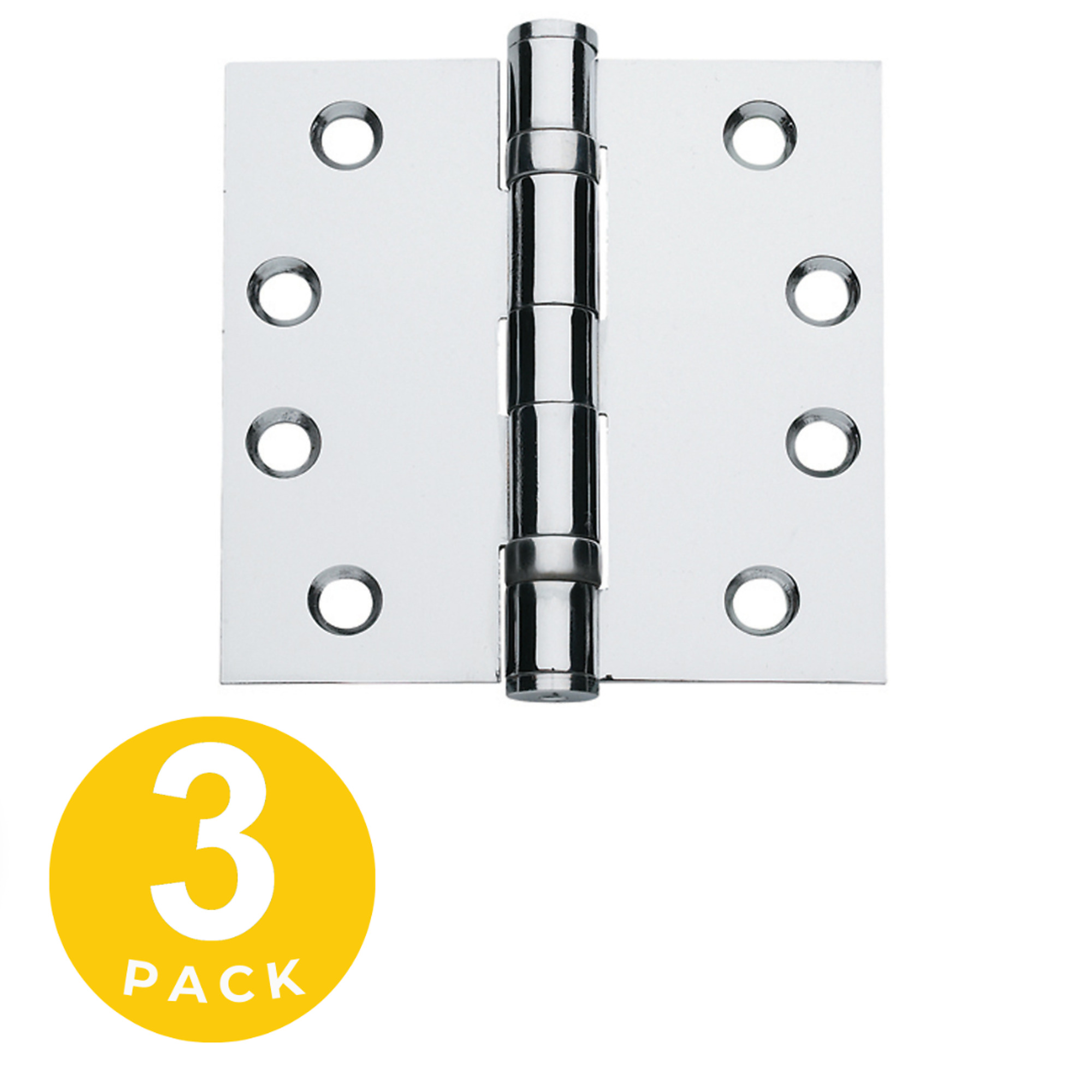 Global Door Controls Commercial Hinge, 3-Pk., Satin Chrome, 4.5in. x 4.5in., Model# CPH5045BBNRP26D-3